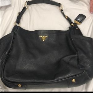 Prada black soft leather tote perfect condition!